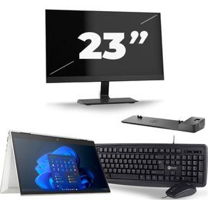 HP EliteBook x360 830 G8 - Intel Core i5-11e Generatie - 13 inch - 16GB RAM - 256GB SSD - Windows 11 Home + 1x 23 inch Monitor Zichtbaar gebruikt
