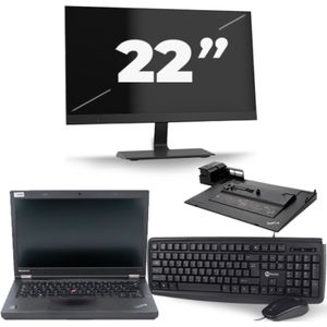 Lenovo ThinkPad T440p - Intel Core i5-4e Generatie - 14 inch - 8GB RAM - 256GB SSD - Windows 11 + 1x 22 inch Monitor Zichtbaar gebruikt
