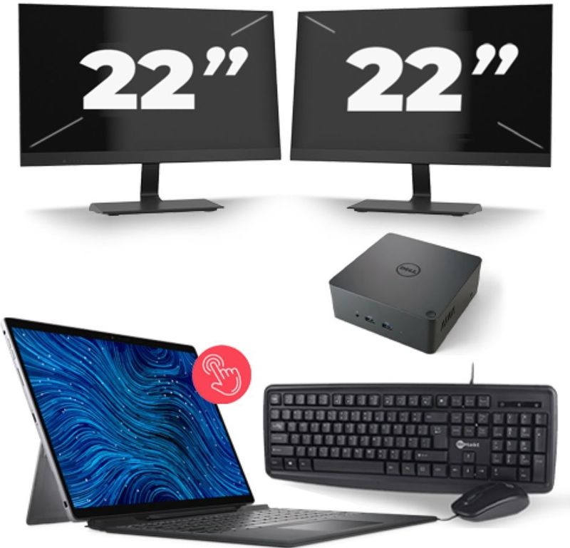 Dell Latitude 7320 - Intel Core i5-11e Generatie - 13 inch - 16GB RAM - 256GB SSD - Windows 11 Home + 2x 22 inch Monitor Nette Staat