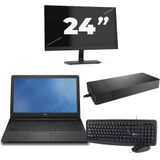 Dell Vostro 15-3568 - Intel Core i3-7e Generatie - 15 inch - 8GB RAM - 256GB SSD - Windows 11 Home + 1x 24 inch Monitor Zichtbare schade