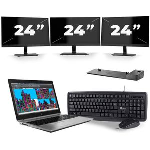 HP ZBook 15 G5 - Intel Core i5-8e Generatie - 15 inch - 16GB RAM - 512GB SSD - Windows 11 + 3x 24 inch Monitor Nette Staat