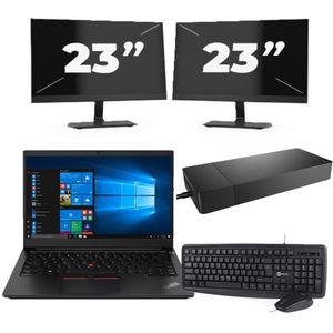 Lenovo ThinkPad E14 Gen 3 - AMD Ryzen 3 5300U - 14 inch - 16GB RAM - 256GB SSD - Windows 11 Home + 2x 23 inch Monitor Nette Staat