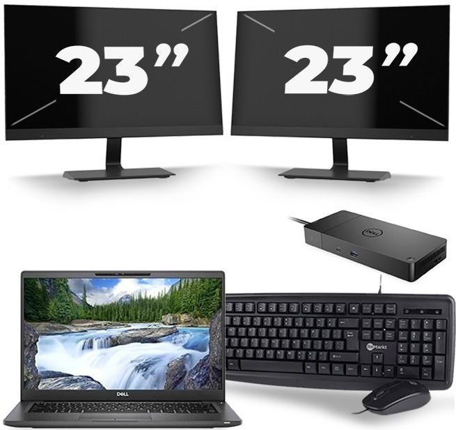 Dell Latitude 7400 - Intel Core i5-8e Generatie - 14 inch - 16GB RAM - 512GB SSD - Windows 11 + 2x 23 inch Monitor Nette Staat