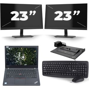 Lenovo ThinkPad T470 - Intel Core i7-6e Generatie - 14 inch - 16GB RAM - 256GB SSD - Windows 11 + 2x 23 inch Monitor Zichtbare schade