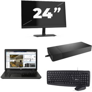 HP ZBook 15 G2 - Intel Core i7-4e Generatie - 15 inch - 16GB RAM - 256GB SSD - Windows 11 + 1x 24 inch Monitor Nette Staat