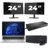 HP ProBook 440 G10 - Intel Core i3-13e Generatie - 14 inch - 16GB RAM - 256GB SSD - Windows 11 Home + 2x 24 inch Monitor Zichtbare schade