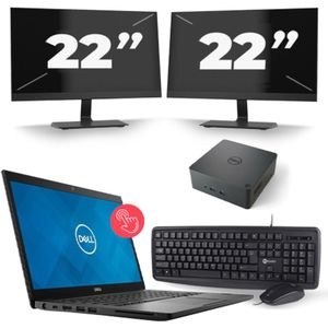 Dell Latitude 7490 - Intel Core i7-8e Generatie - 14 inch - Touch - 16GB RAM - 256GB SSD - Windows 11 + 2x 22 inch Monitor Zichtbaar gebruikt