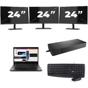 Lenovo ThinkPad X395 - AMD Ryzen 5 PRO 3500U - 13 inch - 8GB RAM - 256GB SSD - Windows 11 Home + 3x 24 inch Monitor Nette Staat