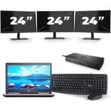 Dell Precision 7520 - Intel Core i7-7e Generatie - 15 inch - 16GB RAM - 256GB SSD - Windows 11 + 3x 24 inch Monitor Zichtbaar gebruikt