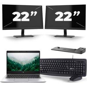 HP EliteBook 830 G6 - Intel Core i5-8e Generatie - 13 inch - 16GB RAM - 256GB SSD - Windows 11 + 2x 22 inch Monitor Zichtbaar gebruikt