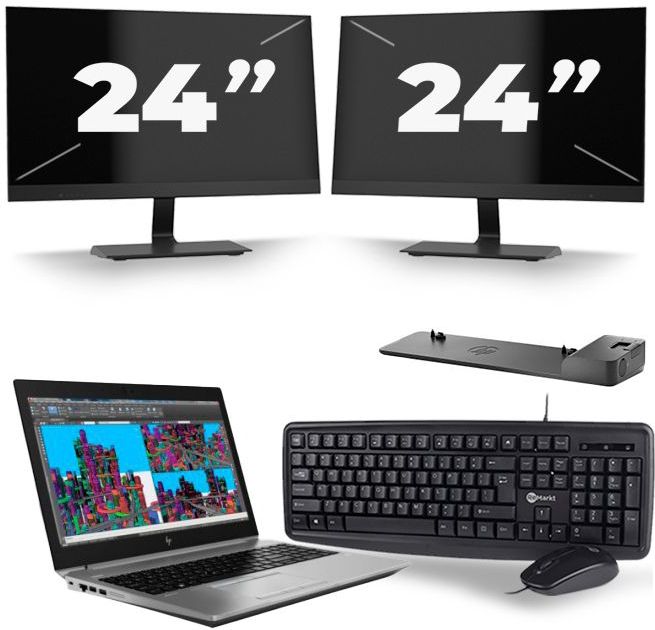 HP ZBook 15 G5 - Intel Core i5-8e Generatie - 15 inch - 16GB RAM - 512GB SSD - Windows 11 + 2x 24 inch Monitor Zichtbaar gebruikt
