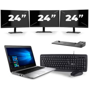 HP mt43 Mobile Thin Client - AMD A8-9600B - 14 inch - 8GB RAM - 256GB SSD - Windows 11 + 3x 24 inch Monitor Zichtbare schade