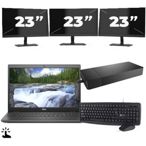 Dell Latitude 3510 - Intel Core i5-10e Generatie - 15 inch - Touch - 16GB RAM - 256GB SSD - Windows 11 Home + 3x 23 inch Monitor Nette Staat