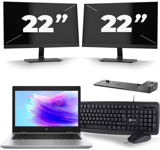 HP ProBook 640 G5 - Intel Core i7-8e Generatie - 14 inch - 16GB RAM - 512GB SSD - Windows 11 + 2x 22 inch Monitor Zichtbaar gebruikt