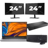 Dell Latitude 3320 - Intel Core i3-11e Generatie - 14 inch - 4GB RAM - 256GB SSD - Windows 11 Home + 2x 24 inch Monitor Nette Staat