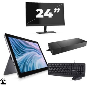 Dell Latitude 7210 - Intel Core i7-10e Generatie - 12 inch - Touch - 16GB RAM - 256GB SSD - Windows 11 Home + 1x 24 inch Monitor Zichtbaar gebruikt