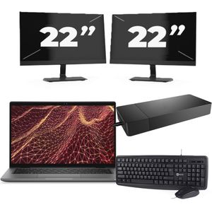 Dell Latitude 7430 - Intel Core i7-12e Generatie - 14 inch - 16GB RAM - 256GB SSD - Windows 11 Home + 2x 22 inch Monitor Zichtbaar gebruikt