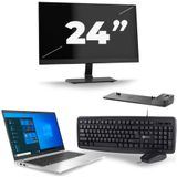 HP EliteBook 845 G7 - AMD Ryzen 3 Pro 4450U - 14 inch - 16GB RAM - 256GB SSD - Windows 10 Home + 1x 24 inch Monitor Zichtbaar gebruikt