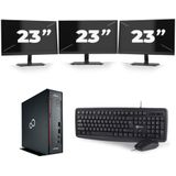 Fujitsu Esprimo Q556 USFF - Intel Core i5-6e Generatie - 8GB RAM - 256GB SSD - Windows 11 + 3x 23 inch Monitor Zichtbaar gebruikt