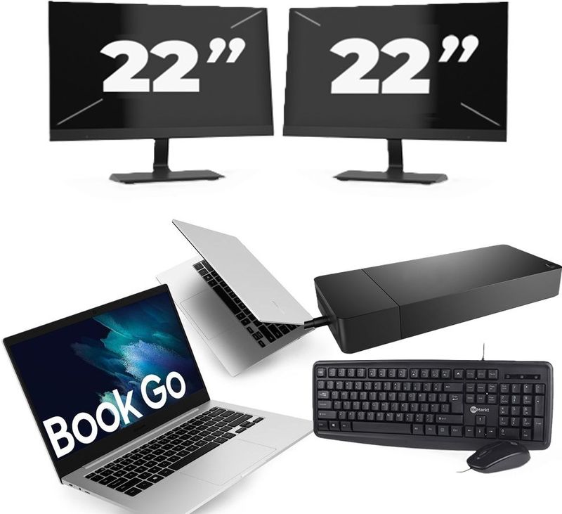 Microsoft Surface Go - Intel Core i5-10e Generatie - 10 inch - 8GB RAM - 64GB SSD - Windows 11 Home + 2x 22 inch Monitor Zichtbaar gebruikt