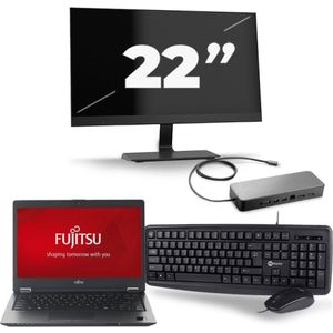 Fujitsu LifeBook U728 - Intel Core i7-8e Generatie - 12 inch - 16GB RAM - 256GB SSD - Windows 11 + 1x 22 inch Monitor Nette Staat