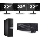Dell Optiplex 5040 SFF - Intel Core i7-6e Generatie - 16GB RAM - 512GB SSD - Windows 11 + 3x 22 inch Monitor Nette Staat