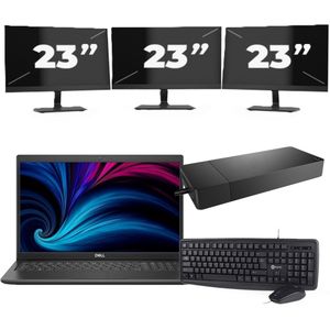 Dell Latitude 3520 - Intel Core i5-11e Generatie - 15 inch - 16GB RAM - 256GB SSD - Windows 11 Home + 3x 23 inch Monitor Nette Staat