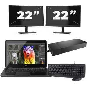 Lenovo ThinkBook 14 G2 - Intel Core i5-11e Generatie - 14 inch - 16GB RAM - 256GB SSD - Windows 11 Home + 2x 22 inch Monitor Zichtbaar gebruikt