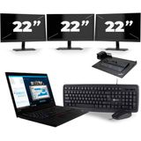 Lenovo ThinkPad L490 - Intel Core i5-8e Generatie - 14 inch - 16GB RAM - 256GB SSD - Windows 11 + 3x 22 inch Monitor Zichtbaar gebruikt