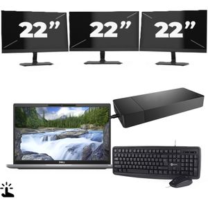 Dell Latitude 7320 - Intel Core i5-11e Generatie - 13 inch - Touch - 16GB RAM - 256GB SSD - Windows 11 Home + 3x 22 inch Monitor Zichtbaar gebruikt