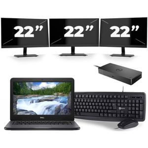 Dell Latitude 3310 - Intel Core i3-8e Generatie - 13 inch - 8GB RAM - 256GB SSD - Windows 11 + 3x 22 inch Monitor Zichtbaar gebruikt