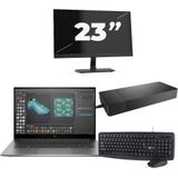 HP ZBook Studio G7 - Intel Core i7-10e Generatie - 15 inch - 16GB RAM - 256GB SSD - Windows 11 + 1x 23 inch Monitor Zichtbaar gebruikt