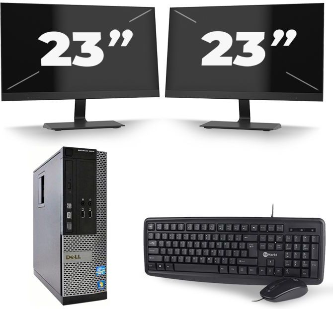 Dell Optiplex 9010 SFF - Intel Core i7-3e Generatie - 16GB RAM - 512GB SSD - Windows 10 + 2x 23 inch Monitor Nette Staat