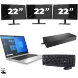 HP ProBook 430 G8 - Intel Core i5-11e Generatie - 13 inch - Touch - 16GB RAM - 256GB SSD - Windows 11 Home + 3x 22 inch Monitor Nette Staat