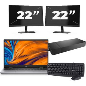 Dell Latitude 3320 - Intel Core i3-11e Generatie - 14 inch - 4GB RAM - 256GB SSD - Windows 11 Home + 2x 22 inch Monitor Nette Staat