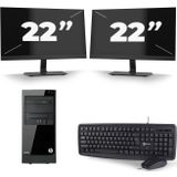 HP Elite 7300 Micro Tower - Intel Core i5-2e Generatie - 8GB RAM - 256GB SSD - Windows 10 + 2x 22 inch Monitor Nette Staat