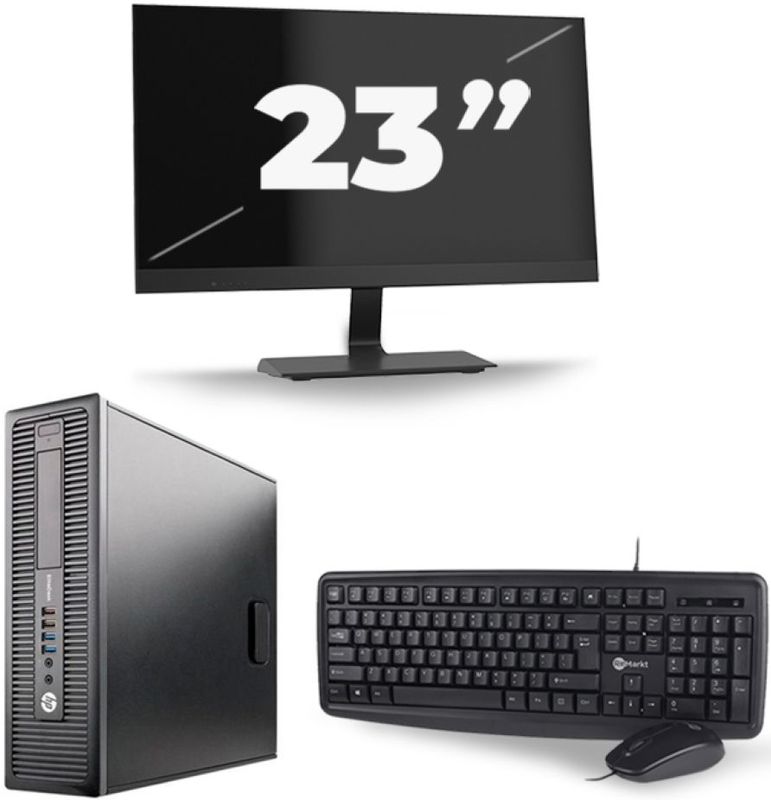 HP EliteDesk 800 G1 SFF - Intel Core i7-4e Generatie - 16GB RAM - 256GB SSD - Windows 10 + 1x 23 inch Monitor Nette Staat