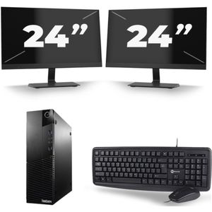 Lenovo ThinkCentre M93p USFF - Intel Core i5-4e Generatie - 8GB RAM - 256GB SSD - Windows 10 + 2x 24 inch Monitor Nette Staat