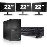 Dell Optiplex XE2 Micro Tower - Intel Core i5-4e Generatie - 8GB RAM - 256GB SSD - Windows 10 + 3x 22 inch Monitor Nette Staat