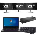 Lenovo ThinkPad L13 Gen 2 - Intel Core i3-11e Generatie - 13 inch - 8GB RAM - 256GB SSD - Windows 11 + 3x 22 inch Monitor Zichtbare schade