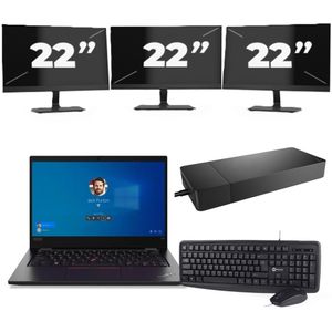 Lenovo ThinkPad L13 Gen 2 - Intel Core i3-11e Generatie - 13 inch - 8GB RAM - 256GB SSD - Windows 11 + 3x 22 inch Monitor Zichtbare schade