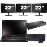 Dell Inspiron N5110 - Intel Core i3-2e Generatie - 15 inch - 8GB RAM - 256GB SSD - Windows 10 Home + 3x 22 inch Monitor Zichtbaar gebruikt