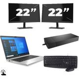 HP ProBook 430 G8 - Intel Core i5-11e Generatie - 13 inch - Touch - 16GB RAM - 256GB SSD - Windows 11 Home + 2x 22 inch Monitor Nette Staat