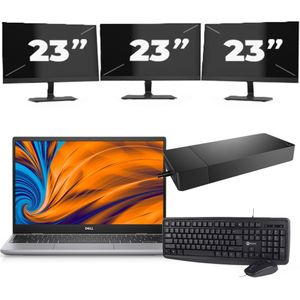 Dell Latitude 3320 - Intel Core i3-11e Generatie - 14 inch - 4GB RAM - 256GB SSD - Windows 11 Home + 3x 23 inch Monitor Nette Staat
