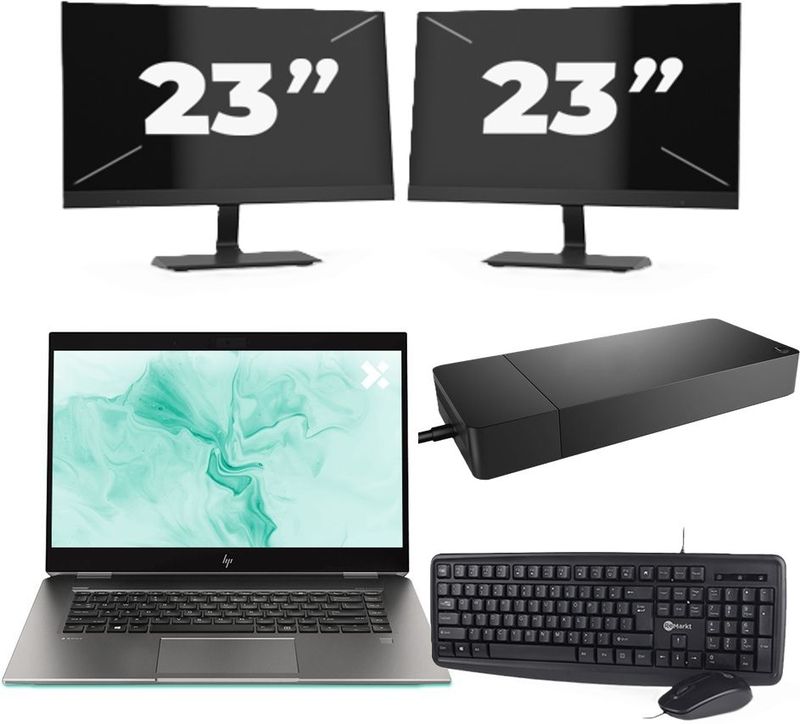 HP ZBook Studio G5 - Intel Core i7-8e Generatie - 15 inch - 16GB RAM - 256GB SSD - Windows 11 + 2x 23 inch Monitor Nette Staat