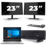 HP EliteBook 745 G6 - AMD Ryzen 3 3300U - 14 inch - 16GB RAM - 256GB SSD - Windows 11 Home + 2x 23 inch Monitor Zichtbaar gebruikt