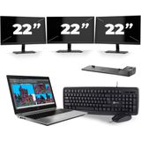 HP - ZBook 15 G5 - Laptop - 15 inch - Intel Core i7-8e Generatie - 16GB RAM - 256GB SSD - Windows 11 + 3x 22 inch Monitor
