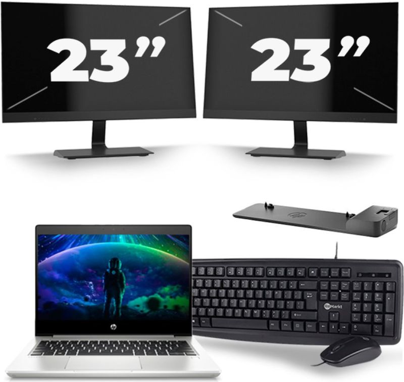 HP ProBook 430 G6 - Intel Core i3-8e Generatie - 13 inch - 8GB RAM - 256GB SSD - Windows 11 + 2x 23 inch Monitor Zichtbaar gebruikt