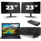 Dell Latitude E7270 - Intel Core i7-6e Generatie - 12 inch - 16GB RAM - 256GB SSD - Windows 11 + 2x 23 inch Monitor Zichtbaar gebruikt