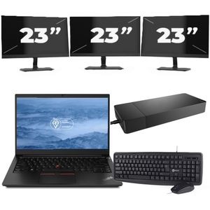Lenovo ThinkPad E14 - Intel Core i3-10e Generatie - 14 inch - 16GB RAM - 256GB SSD - Windows 11 + 3x 23 inch Monitor Zichtbare schade